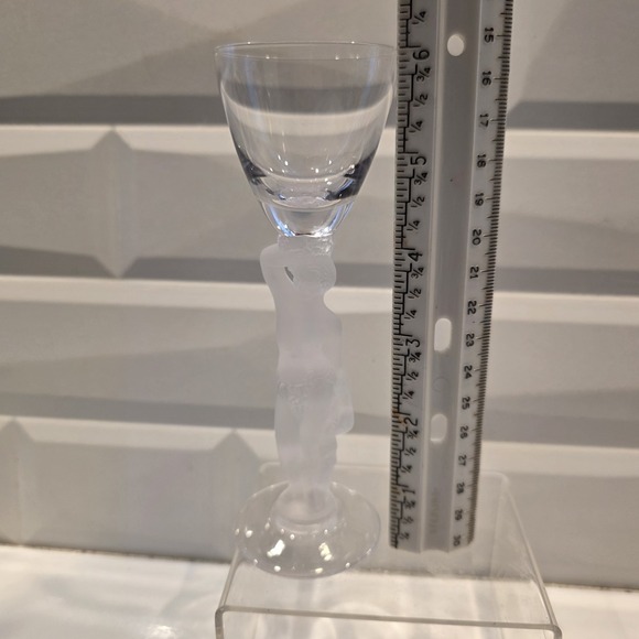 2 Bayel Bacchus "Baccante" Frosted Nude Male Cordual Glasses French Crystal - Picture 8 of 9